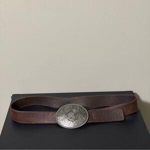 Vintage western brown belt size 32 with silver buckle with star